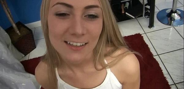  YOUNG HORNY BLONDE GIVES HEAD ON CASTING IN THE BILLIARD CLUB